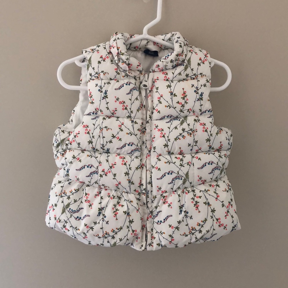 Baby Gap 18-24m floral thick puffy down vest - Picture 1 of 5